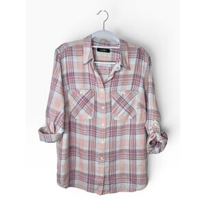 Lauren Ralph Lauren Pink and White Plaid Button-Down Shirt